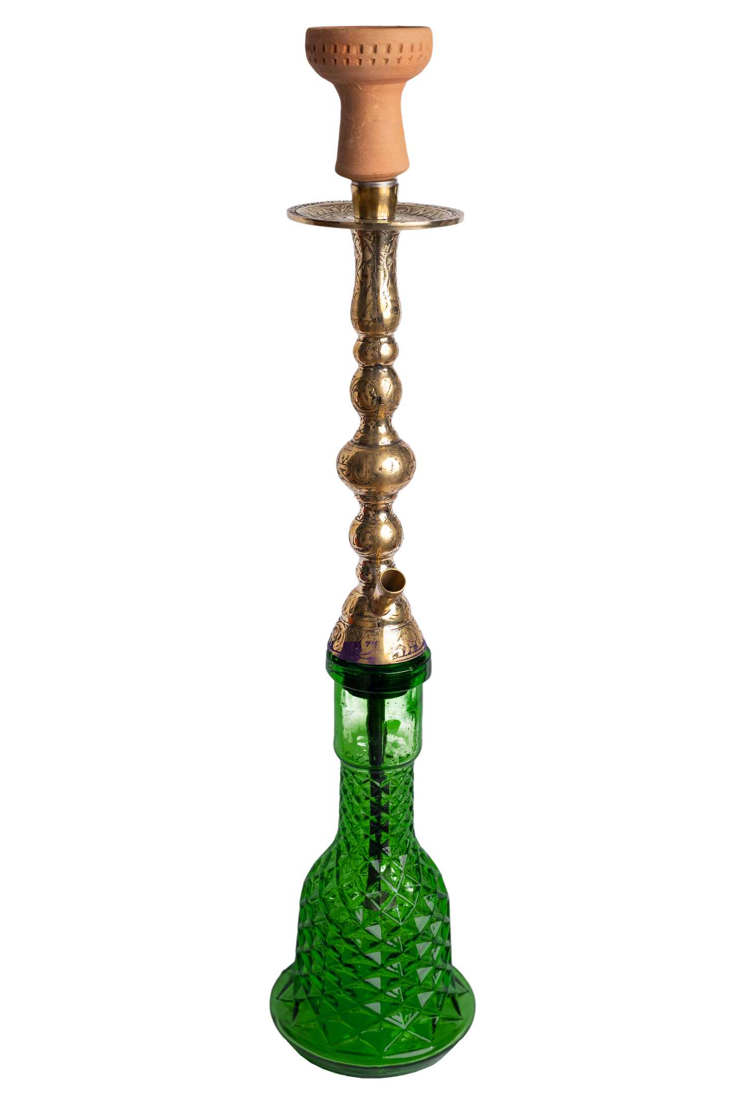 Eine traditionelle Shisha von Elmas Originale, handgefertigt aus Messing und mit grüner Bowl.